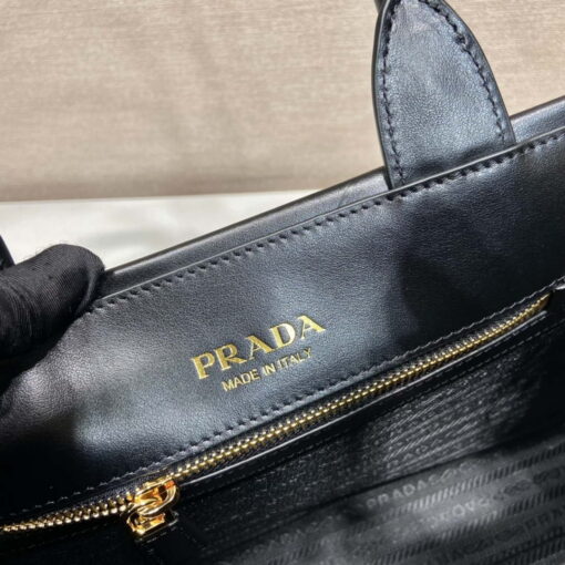 Replica Prada 1BA379 Small leather Prada Symbole bag with topstitching Black 8