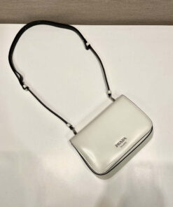 Replica Prada 2VD061 Black Brushed Leather Mini-bag With Shoulder Strap White 2