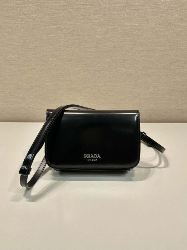 Replica Prada 2VD061 Black Brushed Leather Mini-bag With Shoulder Strap Black