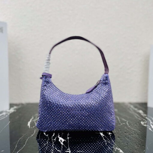 Replica Prada 1NE515 Satin mini-bag with artificial crystals Purple