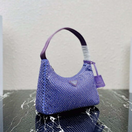 Replica Prada 1NE515 Satin mini-bag with artificial crystals Purple 2