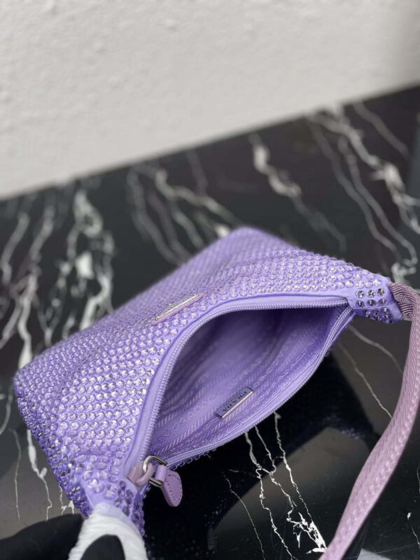 Replica Prada 1NE515 Satin mini-bag with artificial crystals Purple 7