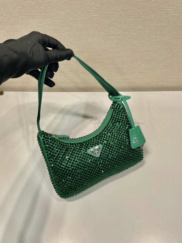 Replica Prada 1NE515 Satin mini-bag with artificial crystals Jade green 2