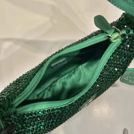 Replica Prada 1NE515 Satin mini-bag with artificial crystals Jade green 7