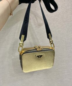 Replica Prada 2VH070 Saffiano Gold leather Prada Brique bag