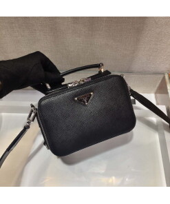 Replica Prada 2VH070 Saffiano Black leather Prada Brique bag