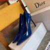 Replica Dior Women‘s Dway Slide KCQ166 Deep Blue Embroidered Cotton 9