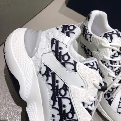 Replica Dior Men’s Women‘s D-CONNECT Sneaker Dior Printed Technical Fabric KCK302 Navy Blue and White 7