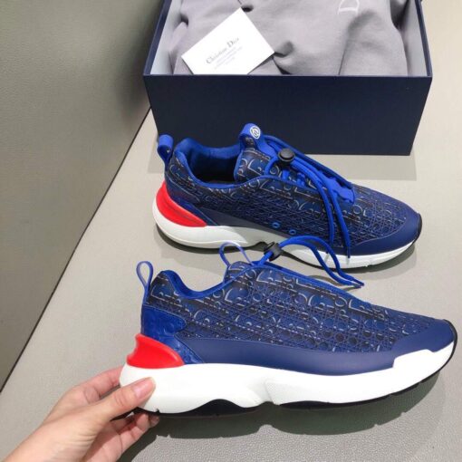 Replica Dior Men’s Women‘s D-CONNECT Sneaker Dior Printed Technical Fabric KCK302 Blue 3