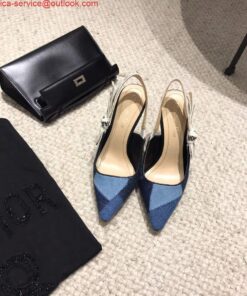 Replica Dior KCP867 J’ADIOR Slingback Pump Blue Metallic Fabric