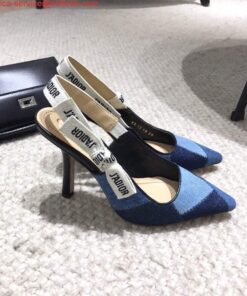 Replica Dior KCP867 J’ADIOR Slingback Pump Blue Metallic Fabric 2