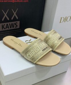 Replica Dior Women’s Shoes Dway Slide Diamond Embroidered KCQ166ERC Yellow 2