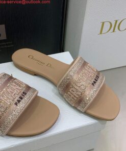 Replica Dior Women’s Shoes Dway Slide Diamond Embroidered KCQ166ERC Light Pink 2