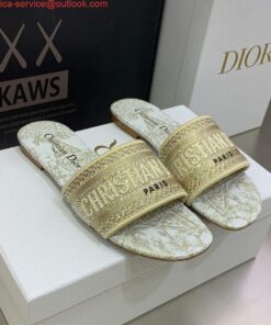 Replica Dior Women’s Shoes Diamond Embroidered Dway Slide KCQ209TJE Gold 2