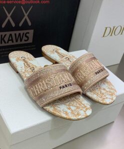 Replica Dior Women’s Shoes Diamond Embroidered Dway Slide KCQ209TJE Light pink 2