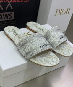 Replica Dior Women’s Shoes Diamond Embroidered Dway Slide KCQ209TJE Gray 2