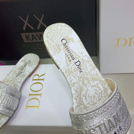 Replica Dior Women’s Shoes Diamond Embroidered Dway Slide KCQ209TJE Gray 7