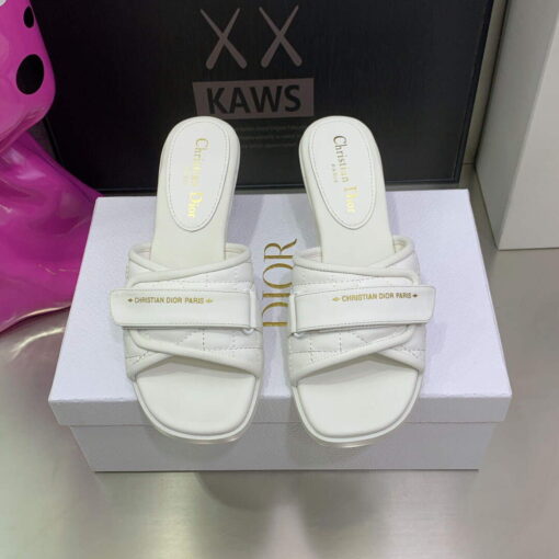 Replica Dior Women’s Shoes evolution heeled slide KCQ731CQC White 2