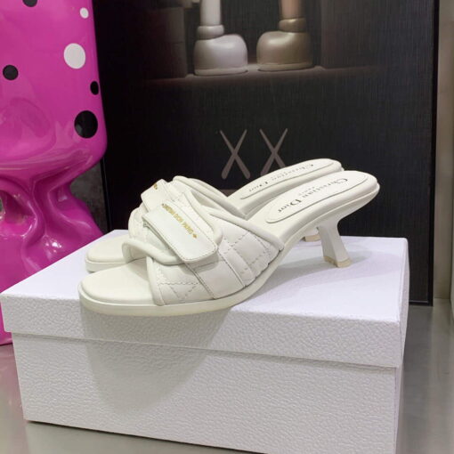 Replica Dior Women’s Shoes evolution heeled slide KCQ731CQC White 3