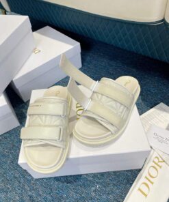 Replica Dior Women’s Shoes DIO(R) Evolution Slide Quilted Cannage KCQ716CQC White