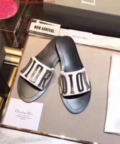 Replica Dior 81178 Dior Letter slippers Sandals White Black logo