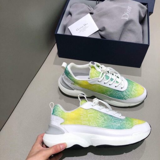 Replica Dior 3SN248 Men’s Women‘s B24 SNEAKER Dior Oblique Canvas Green and Yellow 4