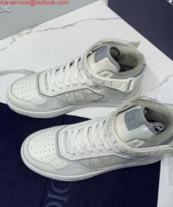 Replica Dior 3SH132 B27 High Top Sneaker White Calfskin With Oblique Jacquard