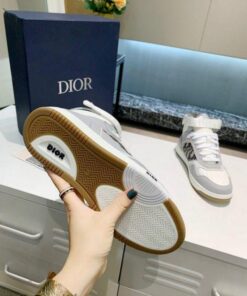 Replica Dior 3SH132 B27 High Top Sneaker Gray and white Calfskin With Oblique Jacquard 2