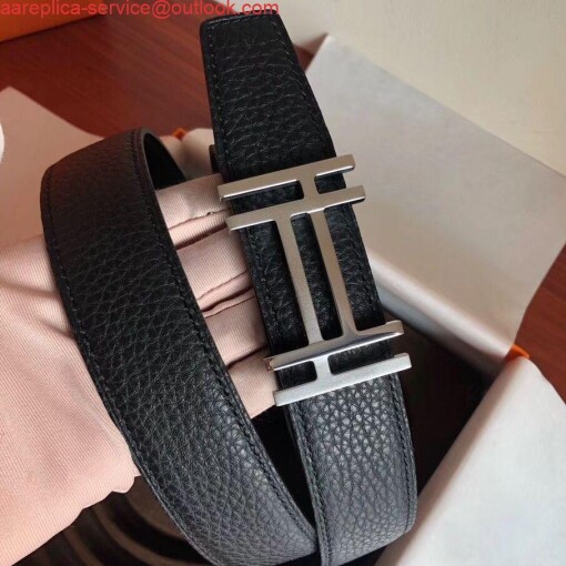 Replica Hermes H Au Carre Belt Buckle & Black 32mm Strap