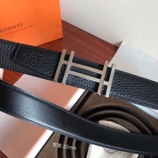 Replica Hermes H Au Carre Belt Buckle & Black 32mm Strap 2