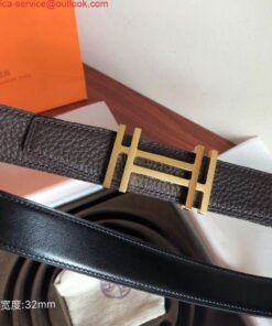 Replica Hermes H Au Carre Belt Buckle & Cafe 32mm Strap 2