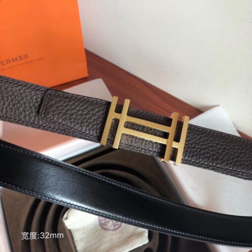 Replica Hermes H Au Carre Belt Buckle & Cafe 32mm Strap 2