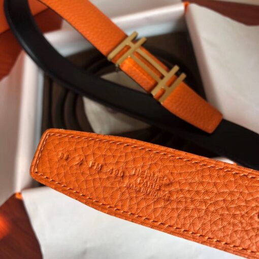 Replica Hermes H Au Carre Belt Buckle & Orange 32mm Strap 5