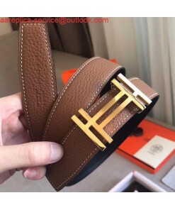 Replica Hermes H Au Carre Belt Buckle & Brown 32mm Strap