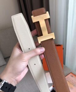 Replica Hermes Constance 2 Belt Buckle & Brown/White Epsom 42MM Strap 2