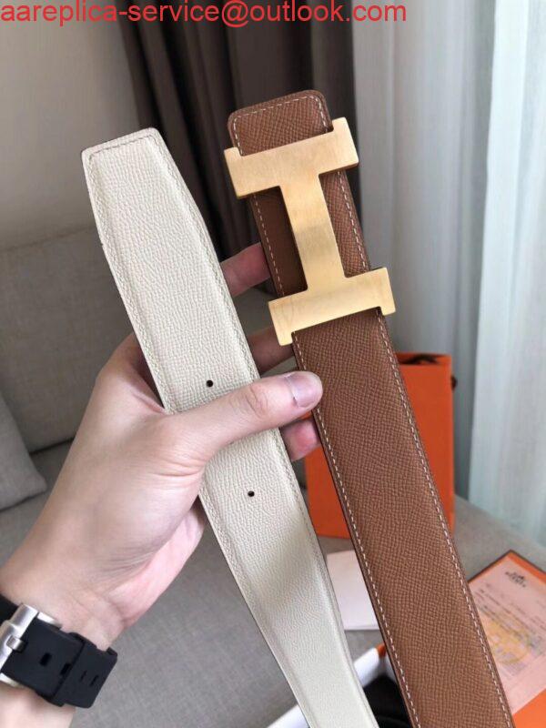 Replica Hermes Constance 2 Belt Buckle & Brown/White Epsom 42MM Strap 2