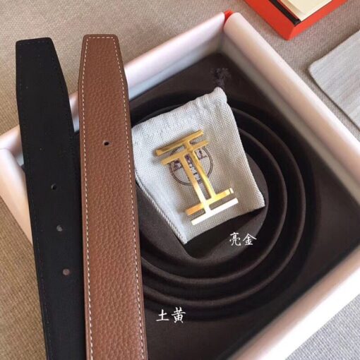 Replica Hermes H Au Carre Belt Buckle & Brown 32mm Strap 6