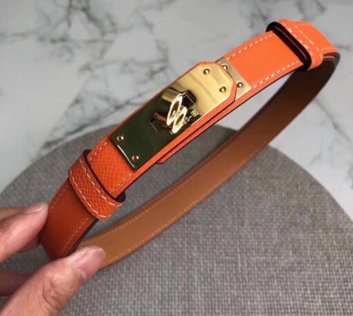 Replica Hermes Kelly 18 Belt In Orange Epsom Leather 2