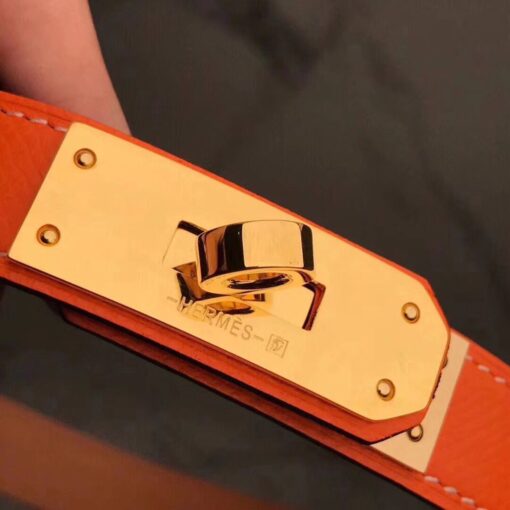 Replica Hermes Kelly 18 Belt In Orange Epsom Leather 3