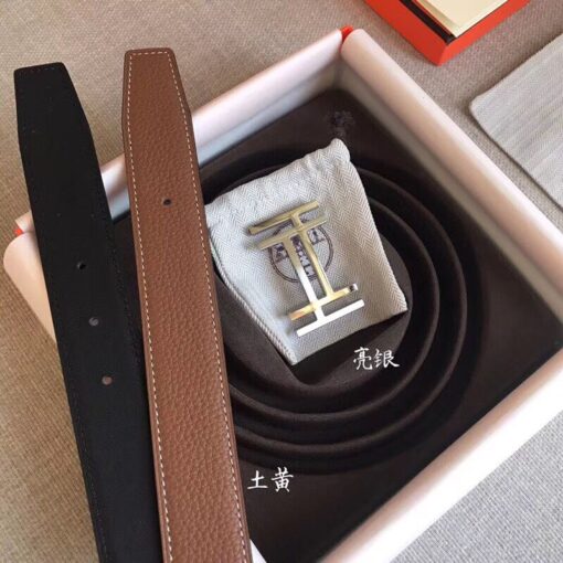 Replica Hermes H Au Carre Belt Buckle & Brown 32mm Strap 7