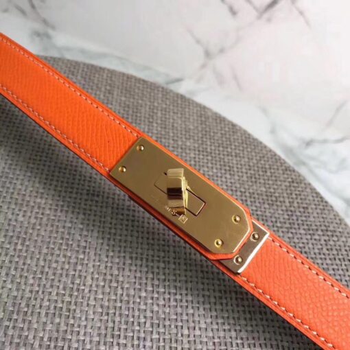 Replica Hermes Kelly 18 Belt In Orange Epsom Leather 4