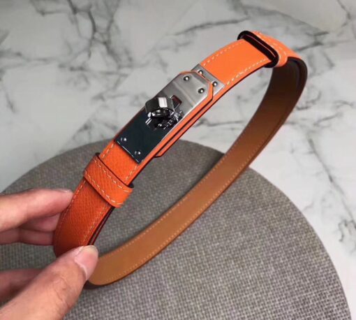 Replica Hermes Kelly 18 Belt In Orange Epsom Leather 5