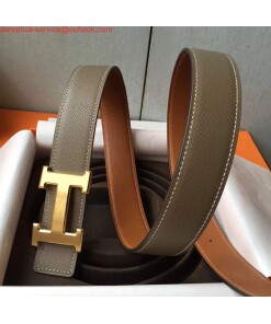 Replica Hermes H Belt Buckle & Taupe Epsom 32 MM Strap