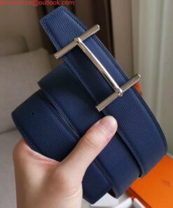 Replica Hermes H d'Ancre Reversible Belt In Indigo/Black Epsom Leather