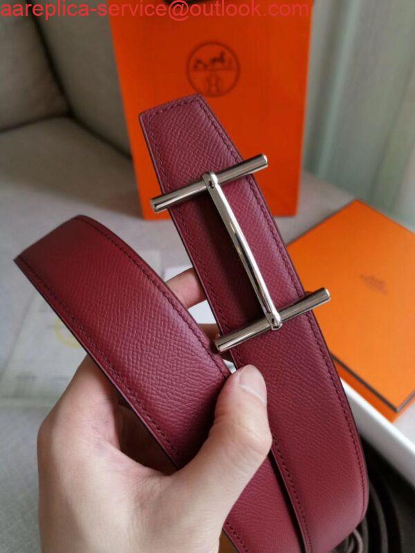 Replica Hermes H d'Ancre Reversible Belt In Gold/Red Epsom Leather 3