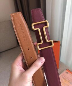 Replica Hermes Tonight 38MM Reversible Belt In Ruby/Gold Epsom Leather 2