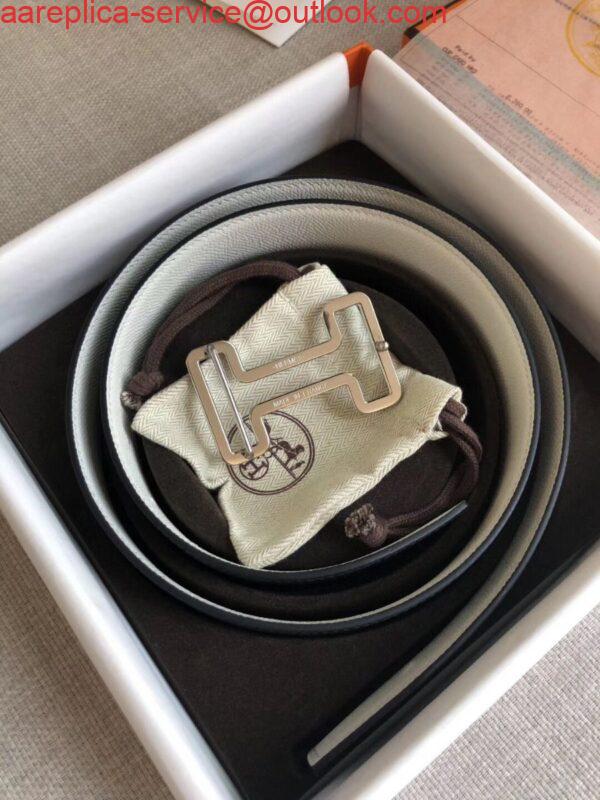 Replica Hermes Tonight 38MM Reversible Belt In Black/White Epsom Leather 4