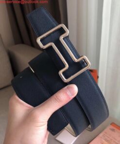 Replica Hermes Tonight 38MM Reversible Belt In Navy/White Epsom Leather