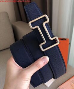 Replica Hermes Tonight 38MM Reversible Belt In Navy/Black Epsom Leather