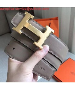 Replica Hermes H Reversible Belt In Grey/Black Swift Leather